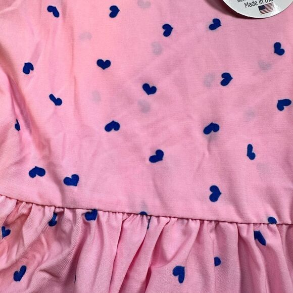 NWT Dot Dot Smile Toddler Girls Pink Dress Blue Hearts Cap Sleeve Fit & Flare 2T - Picture 4 of 6